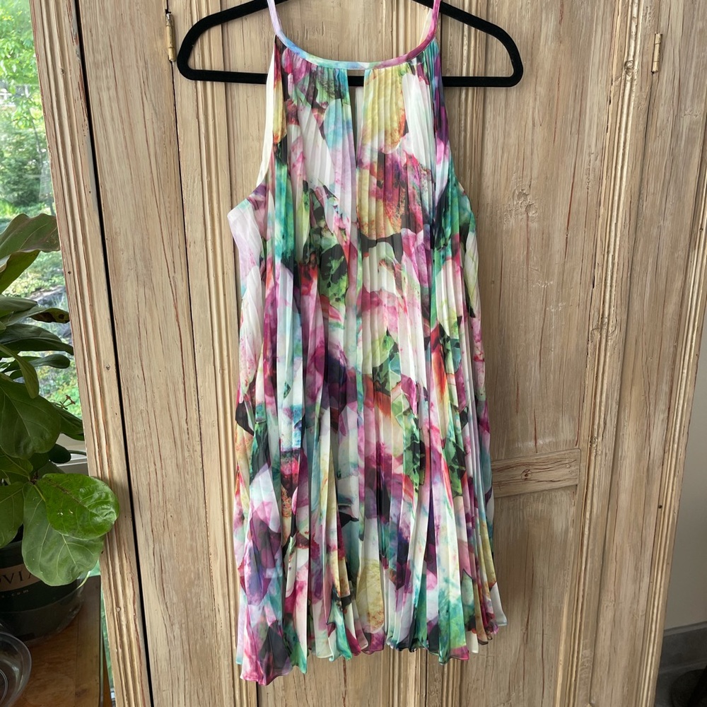 Flower Printed Multi-Colored Cocktail Dress